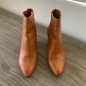 Dolce Vita Tan Leather Block Heel Ankle Boots  Booties
